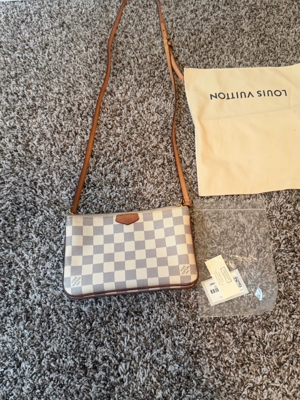 Louis Vuitton Damier Azur Crossbody Bag - White and Tan